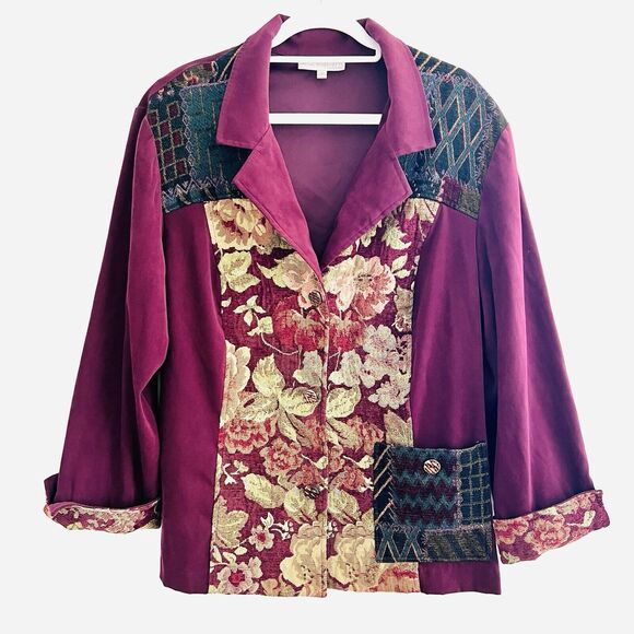Dress Barn Burgundy Lightweight Soft Embroidered Button Up Blouse ~Plus Size 22W - Picture 1 of 12